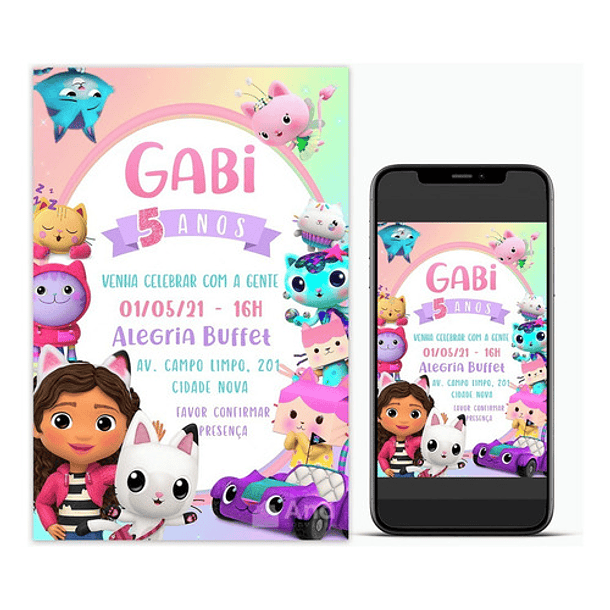 Convite Digital A Casa Mágica Da Gabby 2