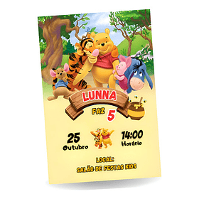 Convite Digital Ursinho Pooh   Amarelo