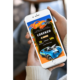 Convite Digital Hot Wheels    Laranja