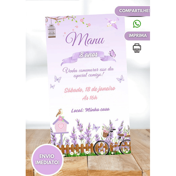 Convite Digital Jardim Menina   Lilás 3