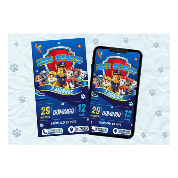 Convite Digital Animado Patrulha Canina Online 2