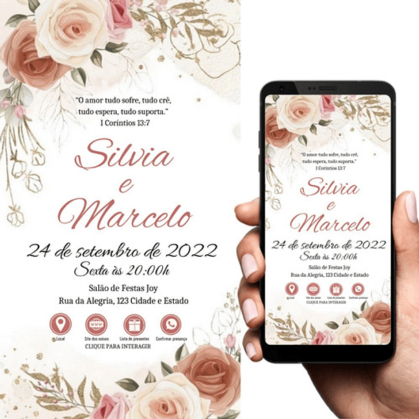 Convite Casamento Terracota  Interativo Whatsapp 3