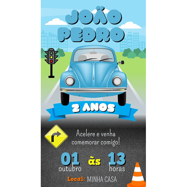 Convite  Digital Fusca Para Whatsapp 3