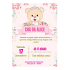 Convite Digital Chá De Bebê, Chá De Fralda Menina Rosa-claro 1