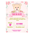 Convite Digital Chá De Bebê, Chá De Fralda Menina Rosa-claro 3