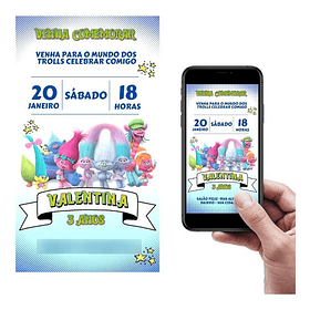 Convite Digital Trolls Virtual Para  Envio 24h