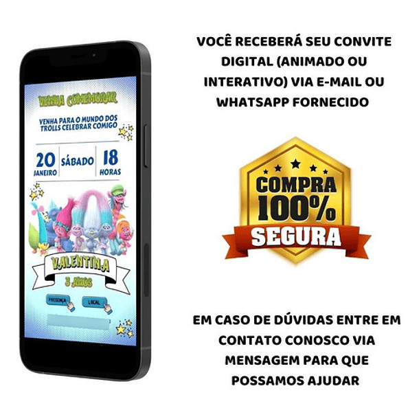 Convite Digital Trolls Virtual Para  Envio 24h 6
