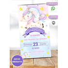 Convite Digital Unicórnio Aquarela   Aquarela 3