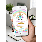 Convite Digital Unicórnio Aquarela   Aquarela 6