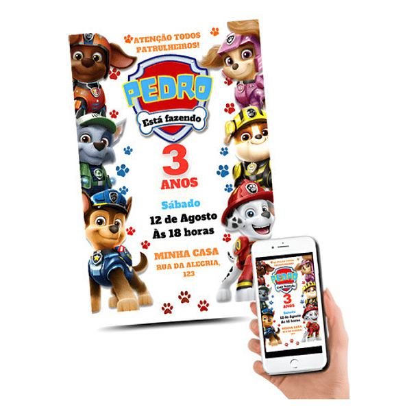 Convite Digital Musical Patrulha Canina 1