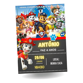 Convite Digital  Patrulha Canina