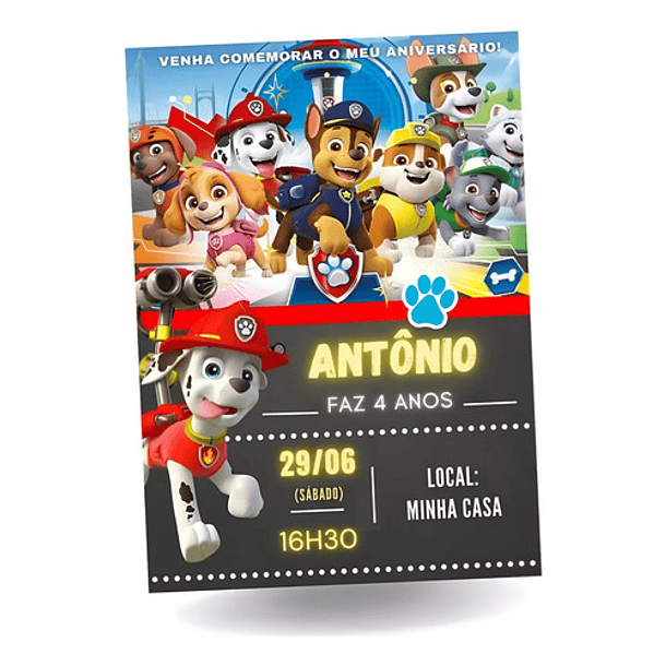 Convite Digital  Patrulha Canina 4