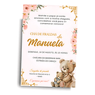 Convite Digital Chá De Fraldas/bebê Ursinha  Rosa Bebê 2