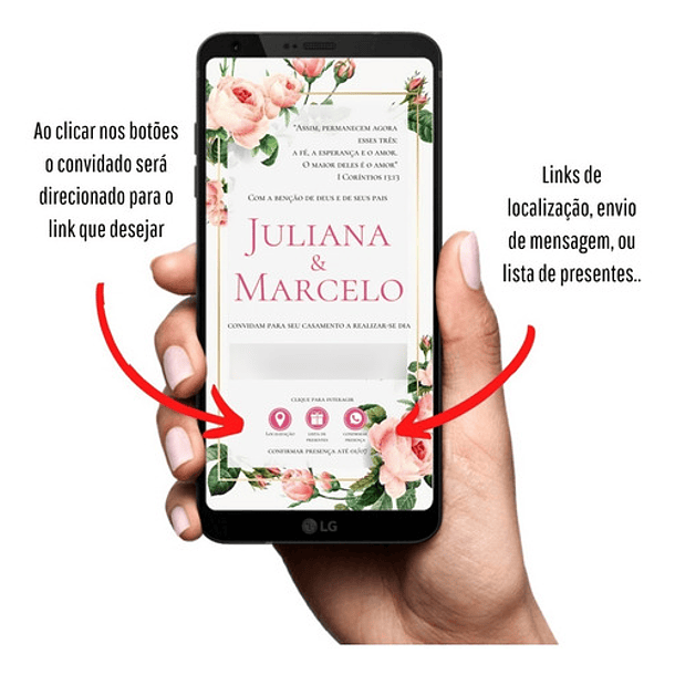 Convite Digital Interativo De Casamento Floral Rosa 5