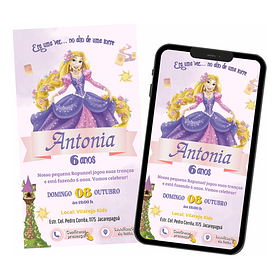 Convite Digital Interativo Rapunzel Enrolados