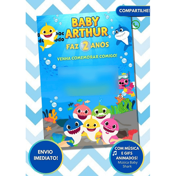 Convite Digital Baby Shark Animados 2
