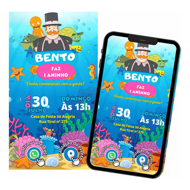 Convite De  Digital Do Mundo Bita No Fundo Do Mar 1