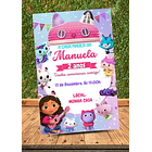 Convite Digital Musical A Casa Mágica Da Gabby,  Rosa 2