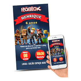 Convite Digital Roblox    Azul-marinho