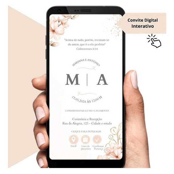 Kit Convite Digital Interativo Floral Rosé + Save The Date 4