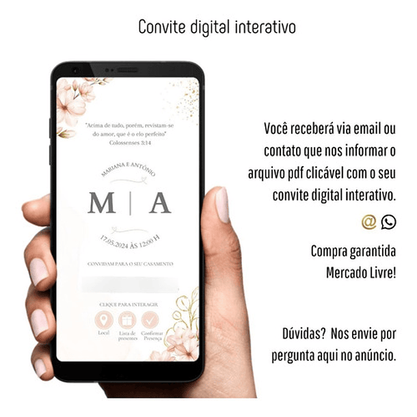 Kit Convite Digital Interativo Floral Rosé + Save The Date 6
