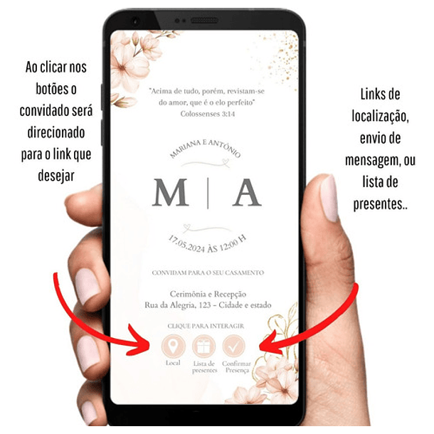 Kit Convite Digital Interativo Floral Rosé + Save The Date 7