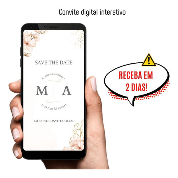 Kit Convite Digital Interativo Floral Rosé + Save The Date 8