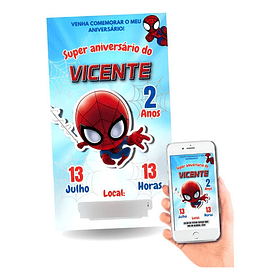 Convite Digital Homem Aranha Baby  Vermelho