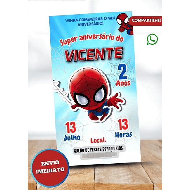 Convite Digital Homem Aranha Baby  Vermelho 2