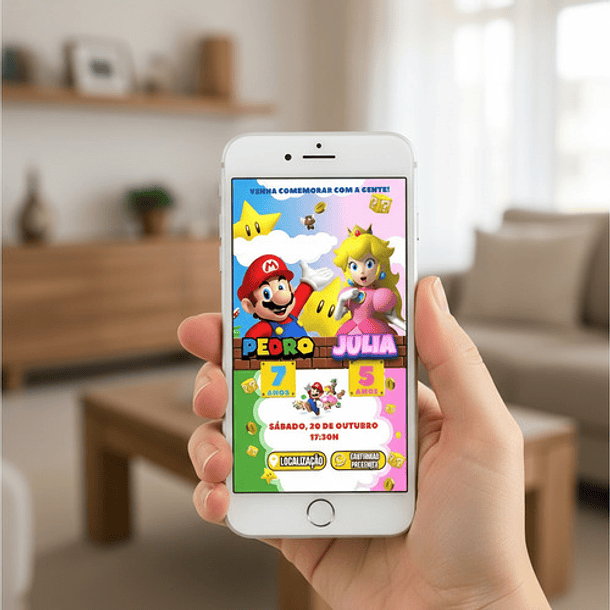 Convite Interativo Super Mario E Princesa 1