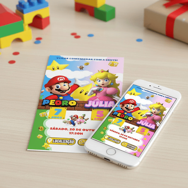 Convite Interativo Super Mario E Princesa 2