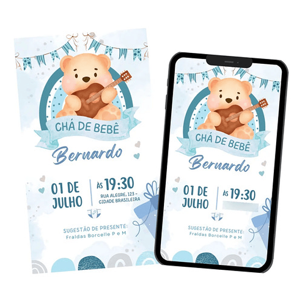 Convite Digital Interativo  Chá Revelação E De Fralda 2