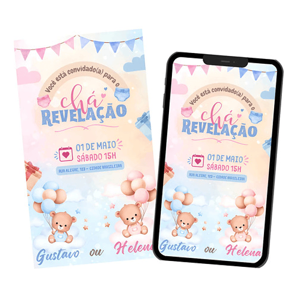 Convite Digital Interativo  Chá Revelação E De Fralda 6