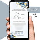 Convite Casamento Digital Interativo Floral Azul  Azul Azul 4