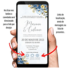 Convite Casamento Digital Interativo Floral Azul  Azul Azul 5