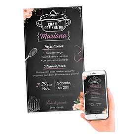 Convite Digital Chá De Cozinha | Chá Panela  Preto