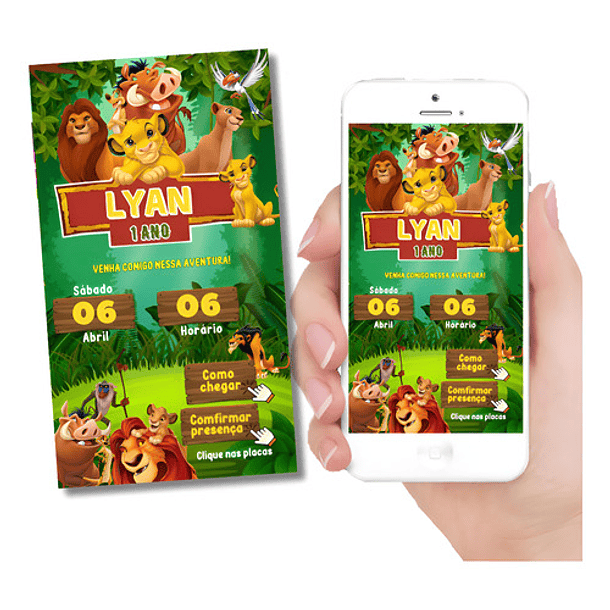 Convite Interativo O Rei Leão Simba   Verde-escuro 2