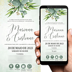 Convite  Digital Interativo Casamento Dourado Verde Verde 1