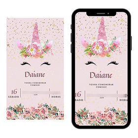 Convite Digital  Infantil Unicórnio 36