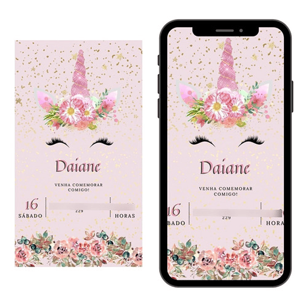 Convite Digital  Infantil Unicórnio 36 1