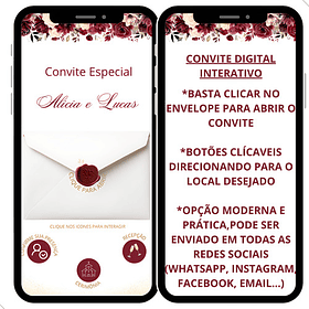 Convite Casamento Digital Interativo Floral Marsala