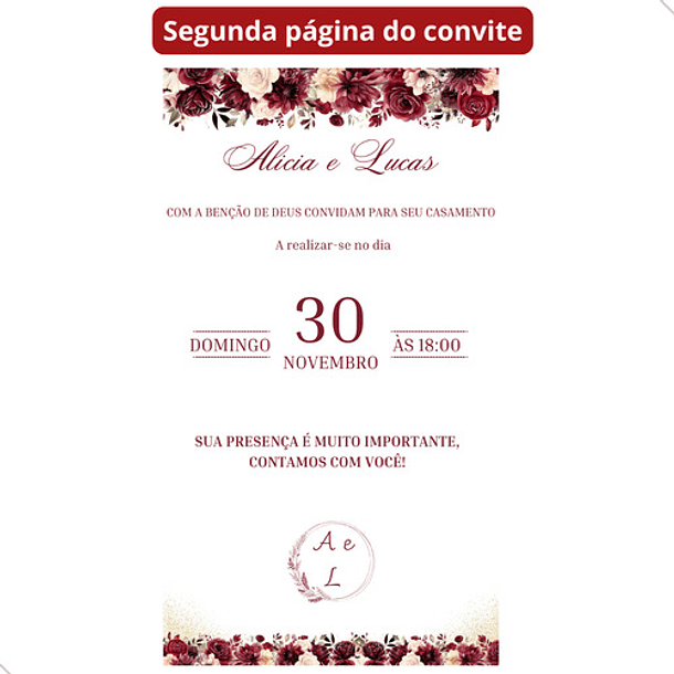 Convite Casamento Digital Interativo Floral Marsala 4
