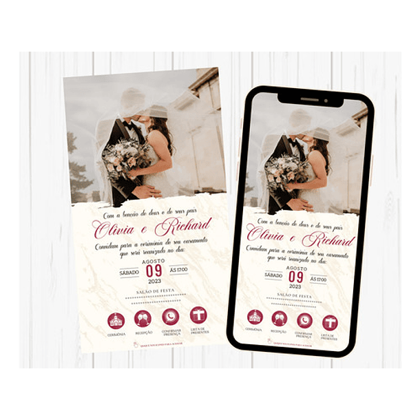 Convite Digital Interativo Casamento Com Botões E Foto 1
