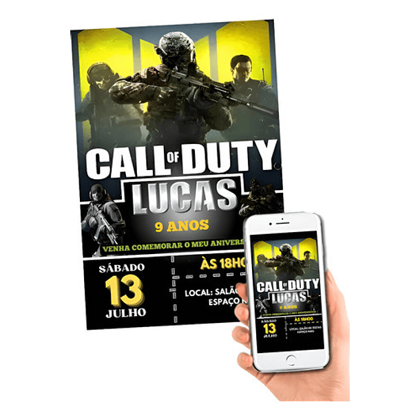 Convite Digital Call Of Duty   Preto 1