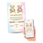 Convite Digital Chá Revelação Ursinhos 2