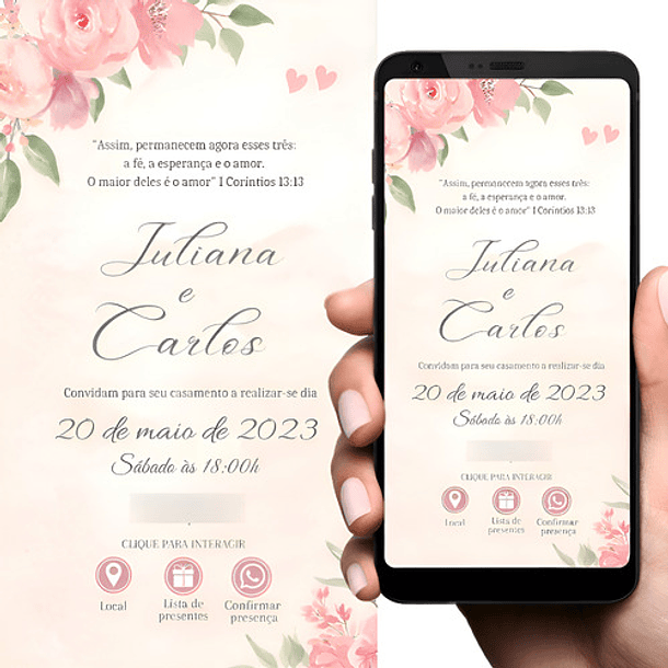 Convite Casamento Digital Floral 2