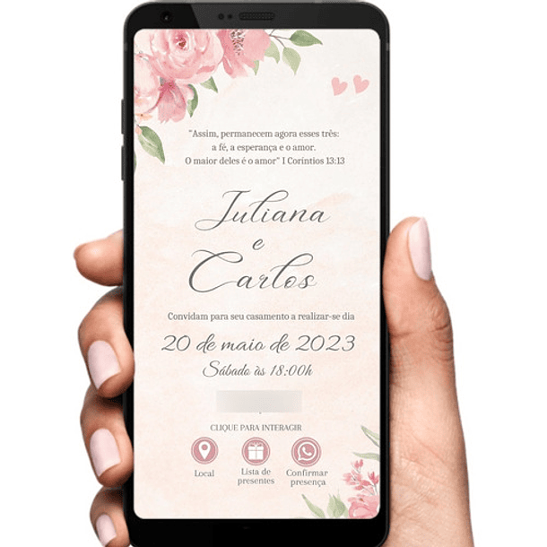 Convite Casamento Digital Floral 4