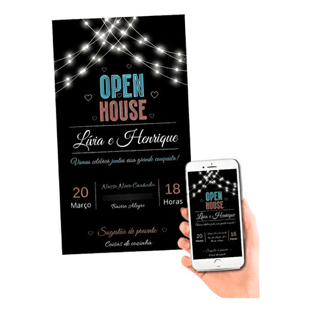 Convite Digital Chá De Casa Nova  Preto 1