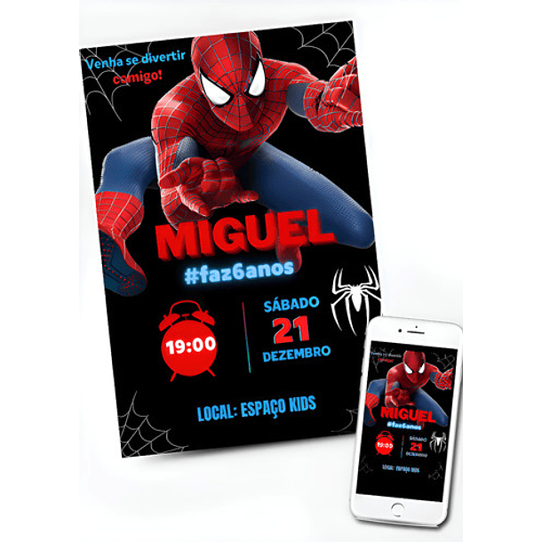Convite Digital  Homem Aranha   Vermelho 2