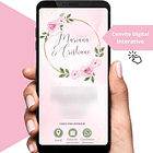 Convite  Digital Interativo Casamento Floral Rosa 4